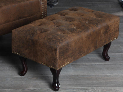 Dudi Furniture Chesterfield Buff Leather Ottoman