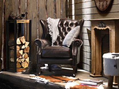 Dudi Furniture Chesterfield Colonial Brown Wing Chair