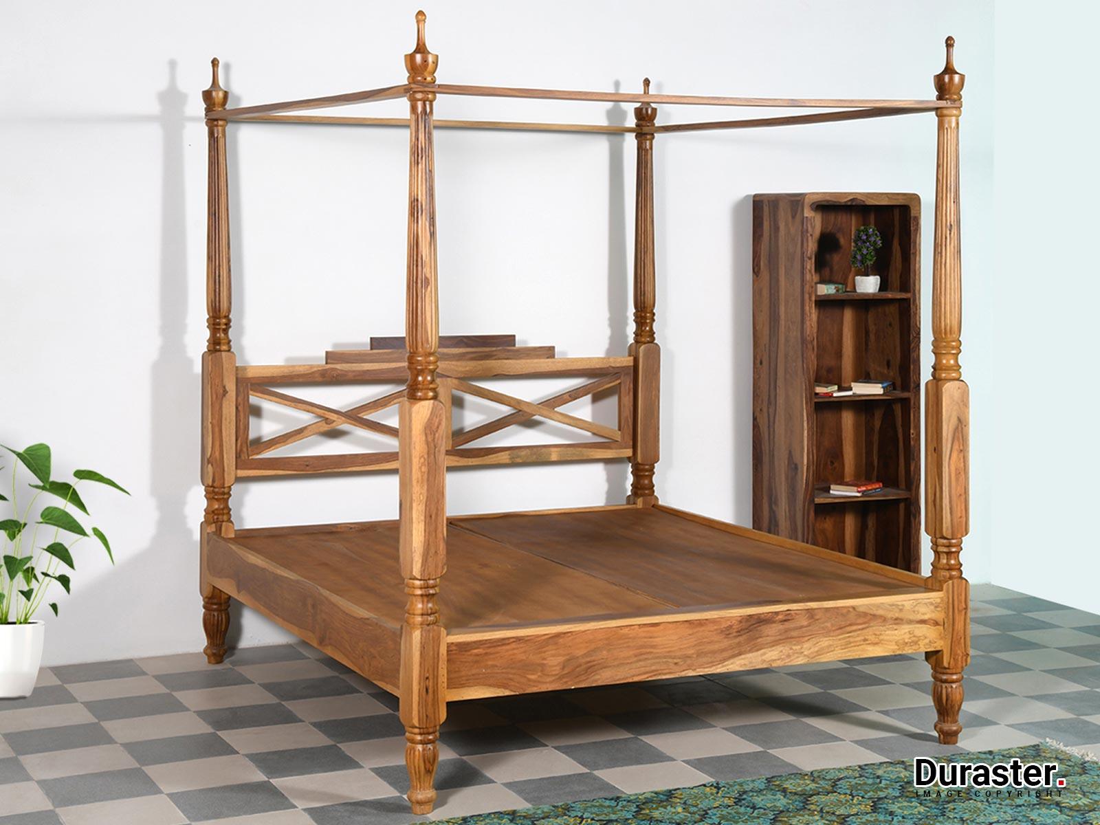 Dudi Furniture Vismit Sheesham Modern Canopy 4 Poster Bed