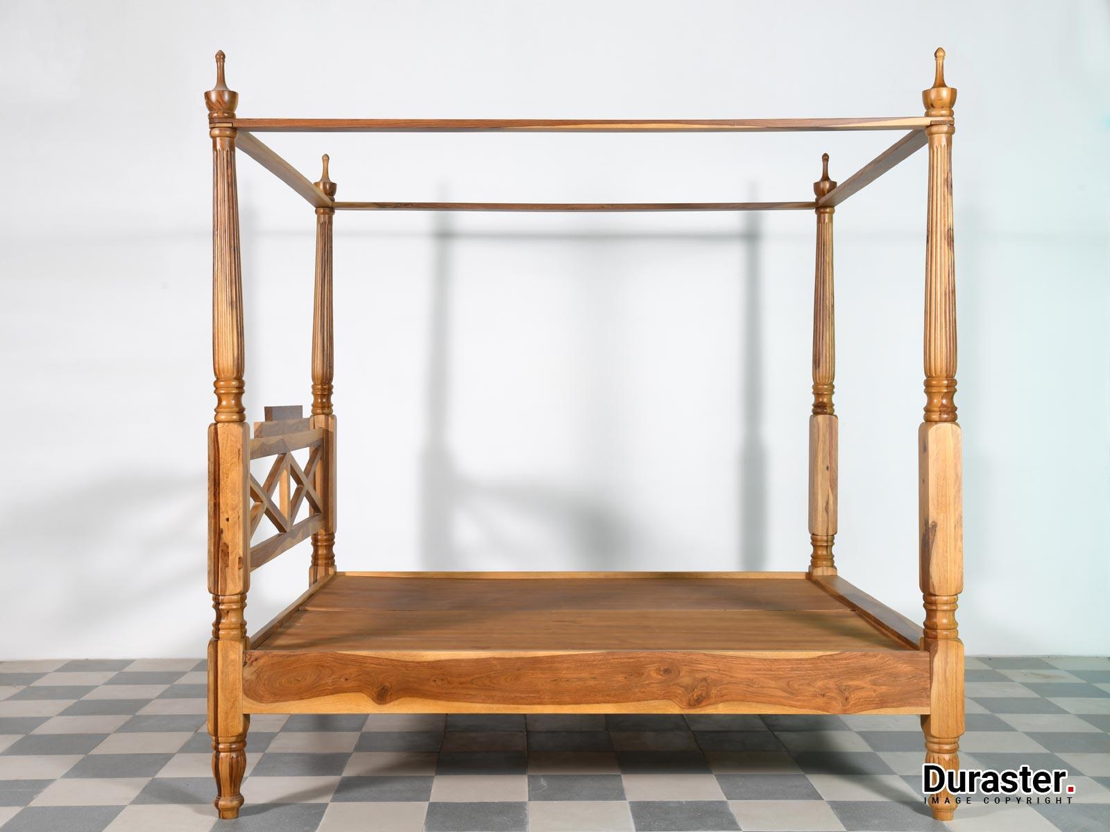 Dudi Furniture Vismit Sheesham Modern Canopy 4 Poster King Size Bed