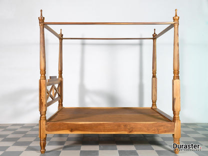 Dudi Furniture Vismit Sheesham Modern Canopy 4 Poster King Size Bed