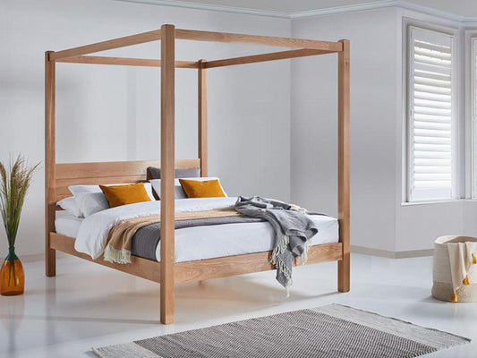 Dudi Furniture Preyas Solid Acacia Wood Four-Poster Bed