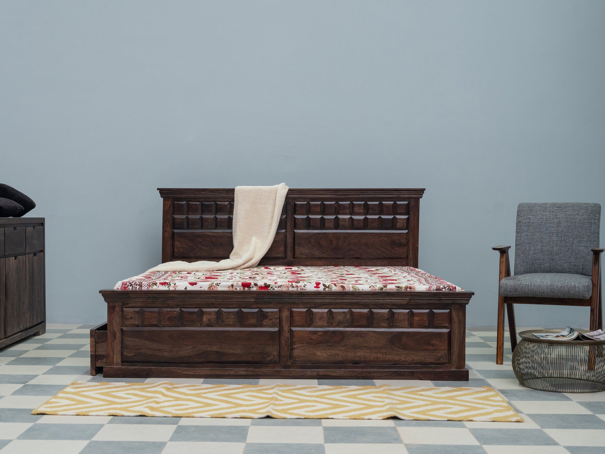 Dudi Furniture Gangaur Solid Wood Storage Bed