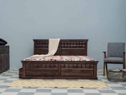 Dudi Furniture Gangaur Solid Wood Storage Bed