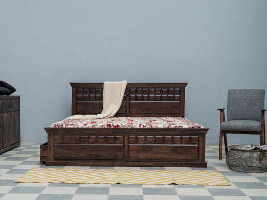 Dudi Furniture Gangaur Solid Wood Storage Bed