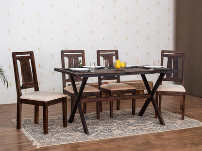 Dudi Furniture Gangaur Solid Wood 6 Seater Dining Set