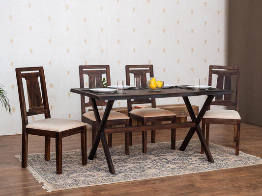 Dudi Furniture Gangaur Solid Wood 6 Seater Dining Set