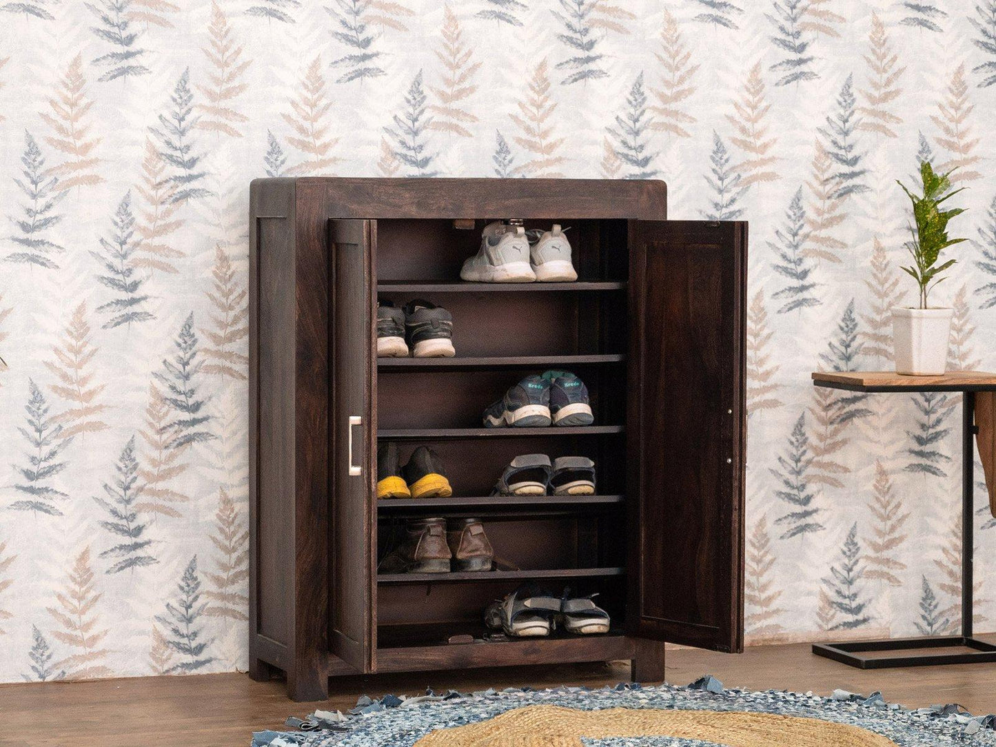 Dudi Furniture Gangaur Stylish Solid Wood Shoe Cabinet