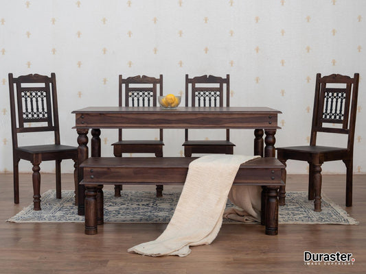 Dudi Furniture Gangaur Traditional 6 Seater Dining Set with Chairs