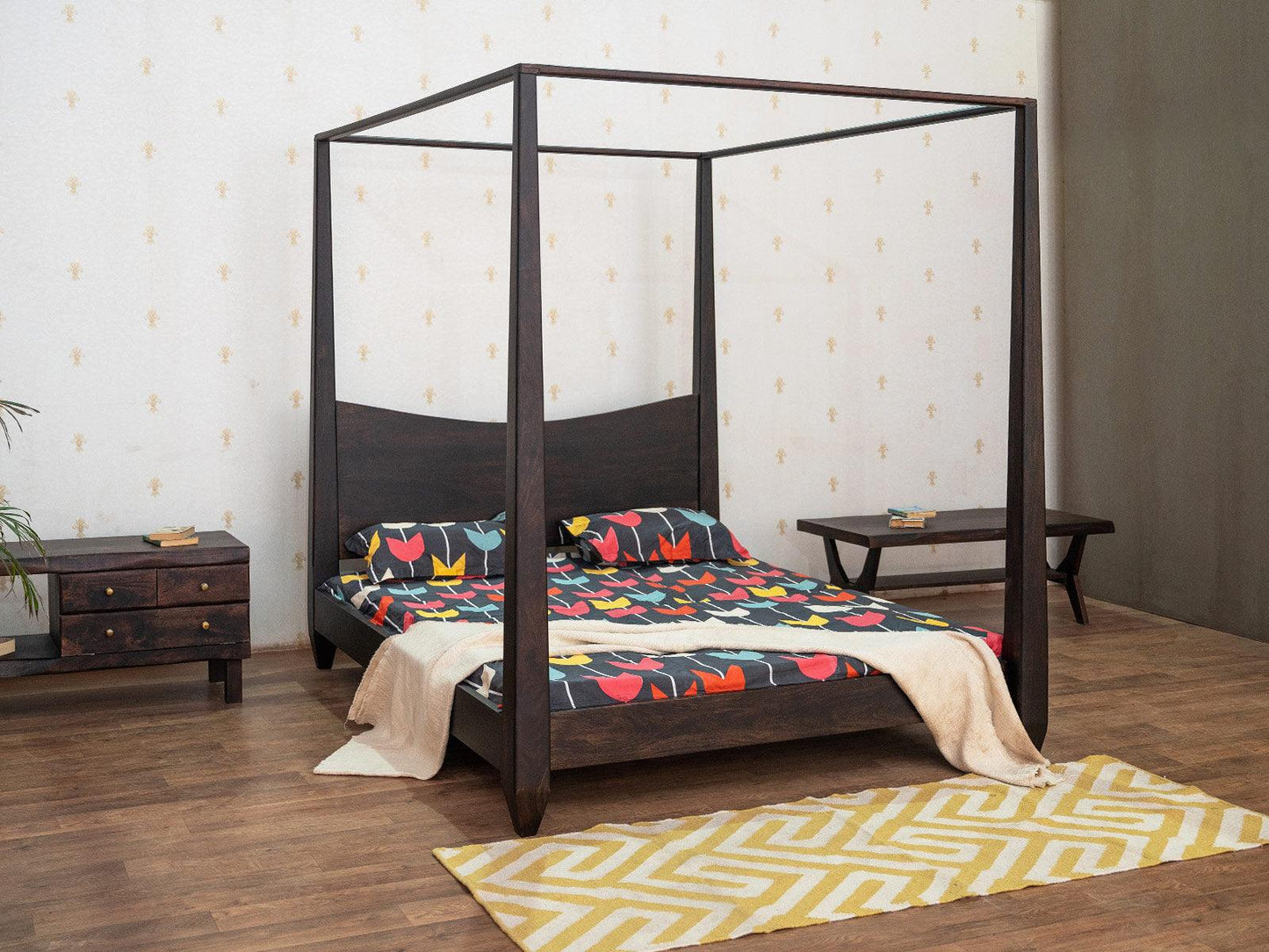 Dudi Furniture Tuscany Sheesham Wood Four Poster Queen Size Bed