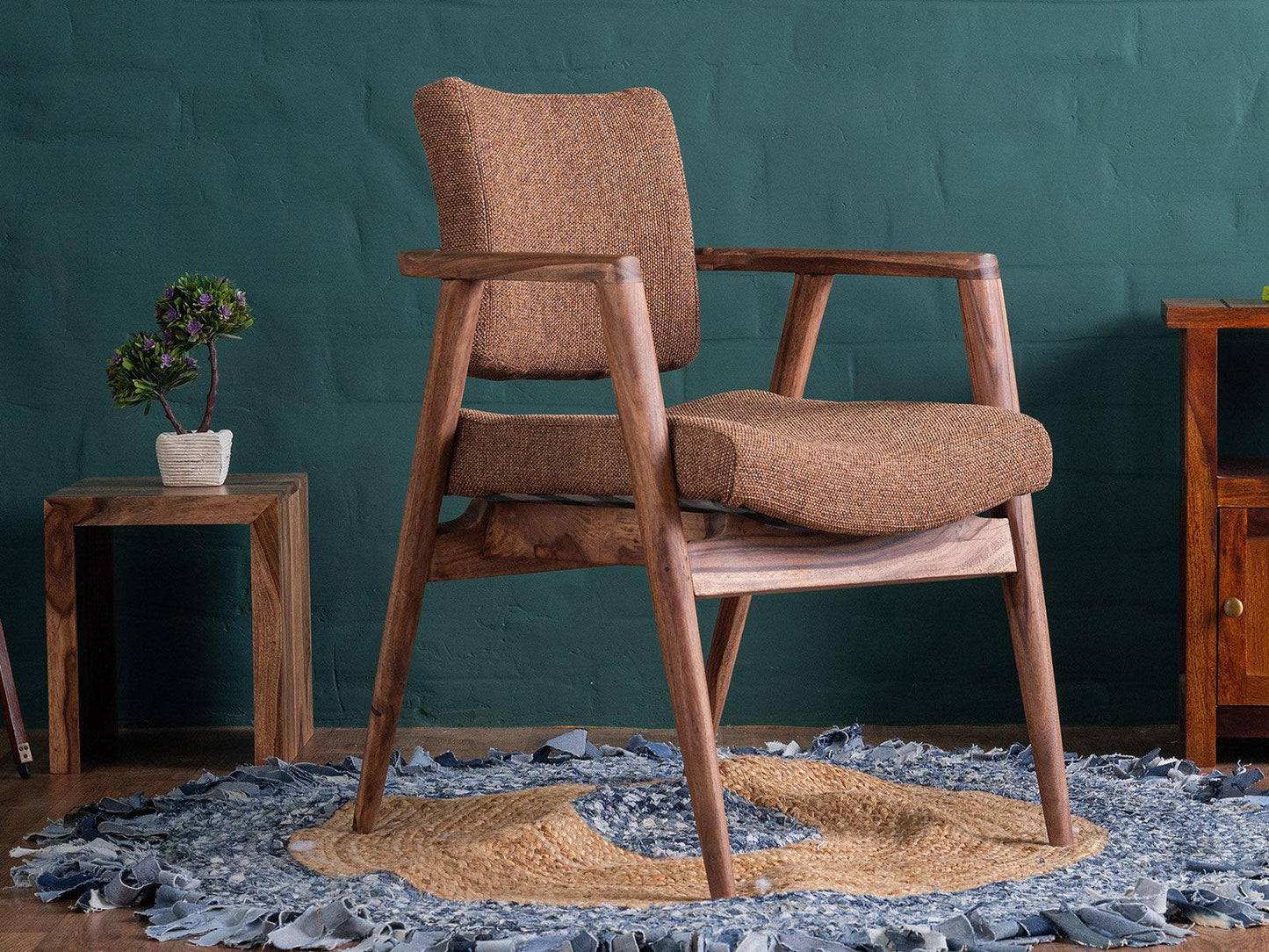 Dudi Furniture Hawkin Solid Sheesham Wooden Armchair