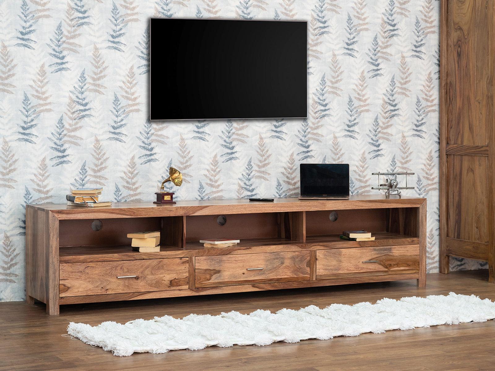 Dudi Furniture Hawkin Solid Sheesham Wood Modern TV Unit