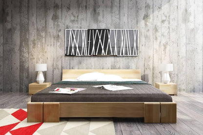 Dudi Furniture Preyas Mango wood Teak Finish Wooden King Size Bed