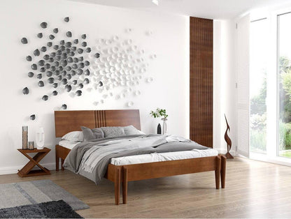 Dudi Furniture Preyas Mango wood Teak Finish Wooden King Size Bed