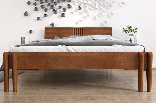 Dudi Furniture Preyas Mango wood Teak Finish Wooden King Size Bed