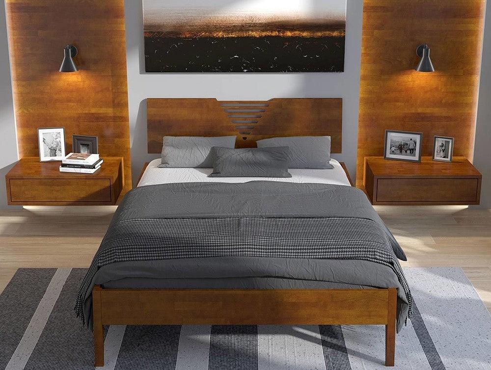 Dudi Furniture Preyas Mango wood Teak Finish Wooden King Size Bed