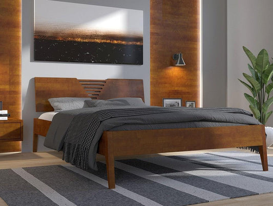 Dudi Furniture Preyas Mango wood Teak Finish Wooden King Size Bed