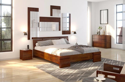 Dudi Furniture Preyas Mango wood Teak Finish Wooden Bed