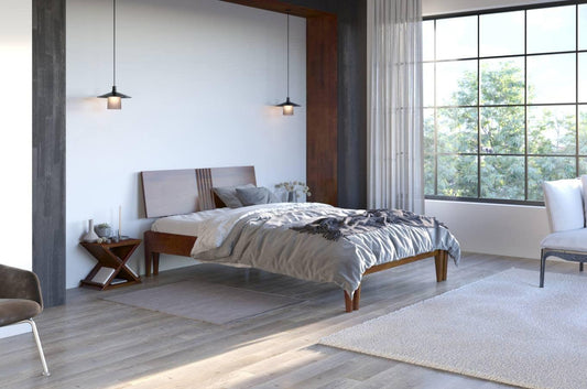 Dudi Furniture Preyas Mango wood Teak Finish Wooden King Size Bed
