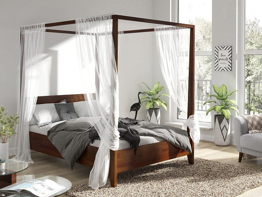 Dudi Furniture Preyas Mango wood Teak Finish Wooden King Size Bed