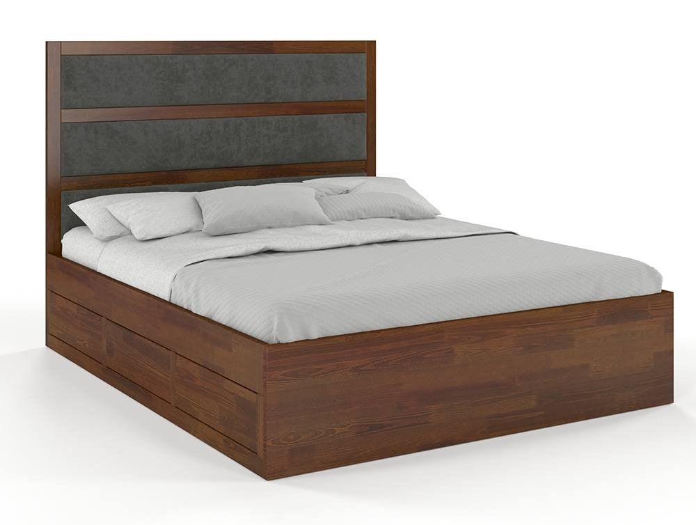 Dudi Furniture Preyas Mango wood Teak Finish Upholstered Storage
