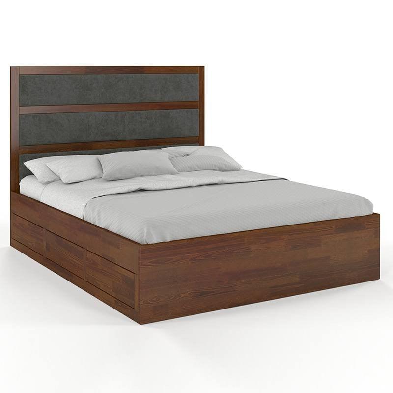 Dudi Furniture Preyas Mango wood Teak Finish Upholstered Storage