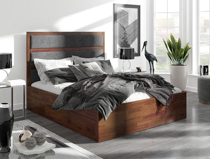 Dudi Furniture Preyas Mango wood Teak Finish Upholstered Storage