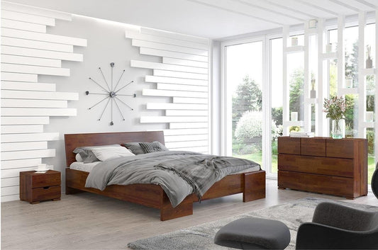 Dudi Furniture Preyas Mango wood Teak Finish Wooden King Size Bed