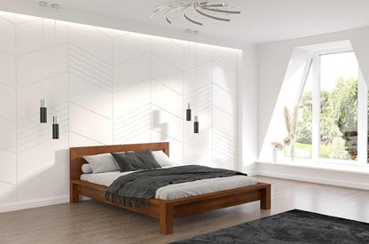 Dudi Furniture Preyas Mango wood Teak Finish Wooden King Size Bed