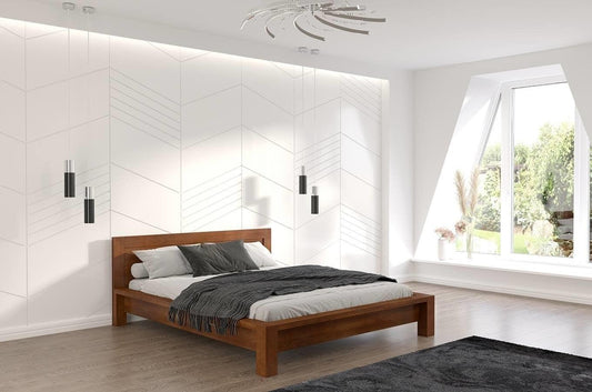 Dudi Furniture Preyas Mango wood Teak Finish Wooden King Size Bed