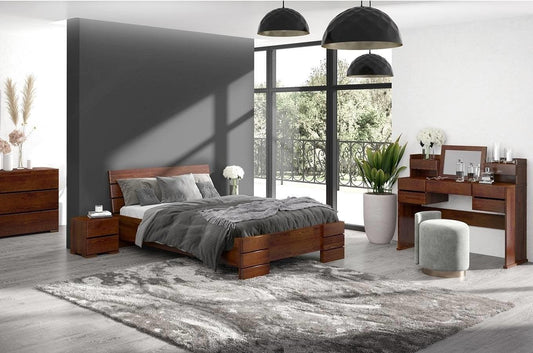 Dudi Furniture Preyas Mango wood Teak Finish Wooden Bed