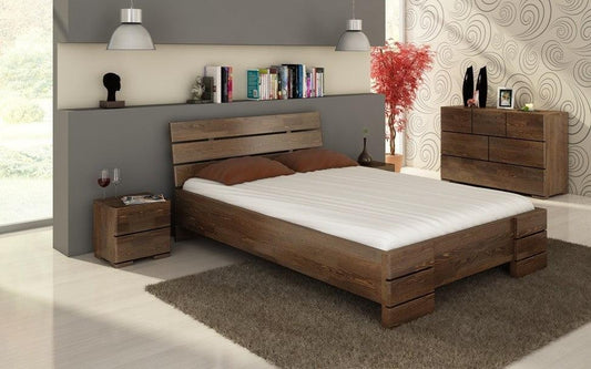 Dudi Furniture Preyas Mango wood Teak Finish Wooden Bed
