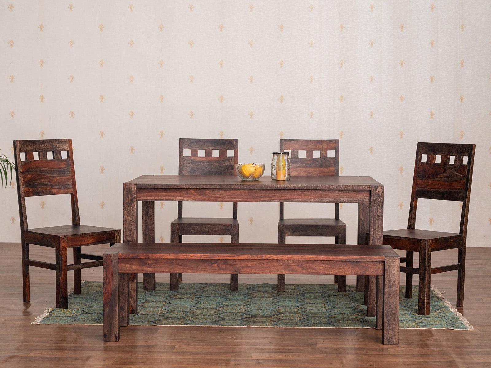 Dudi Furniture Marvel Modern Solid Wood Dining Set 6 Seater