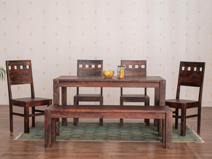 Dudi Furniture Marvel Modern Solid Wood Dining Set 6 Seater