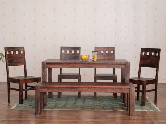 Dudi Furniture Marvel Modern Solid Wood Dining Set 6 Seater