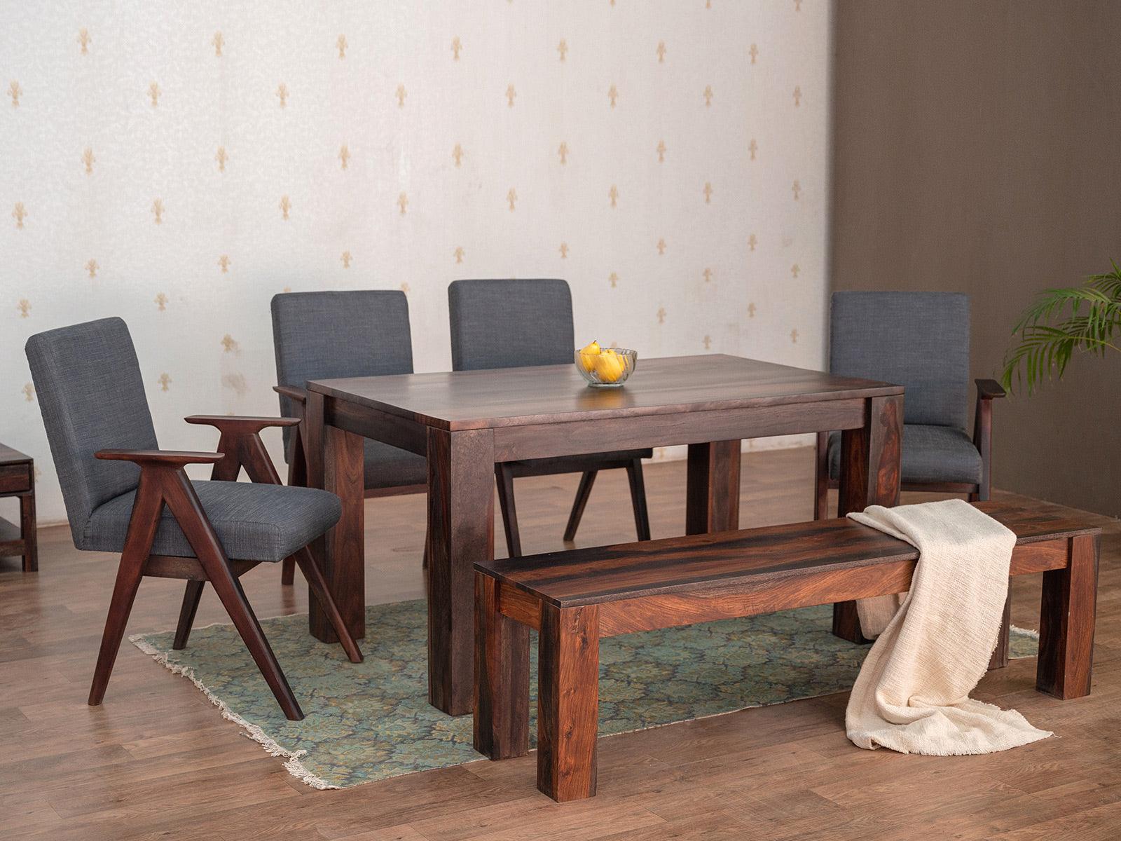 Dudi Furniture Marvel Wood Dining Table Set 6 Seater