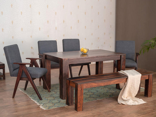 Dudi Furniture Marvel Wood Dining Table Set 6 Seater