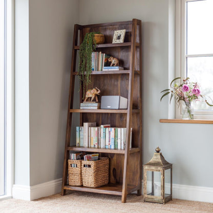 Dudi Furniture Mehran Sheesham Wood Ladder Bookshelf