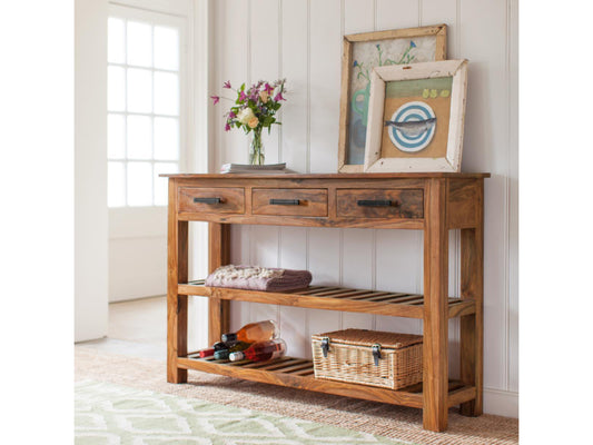 Dudi Furniture Mehran Sheesham Wood Console Table with Drawers