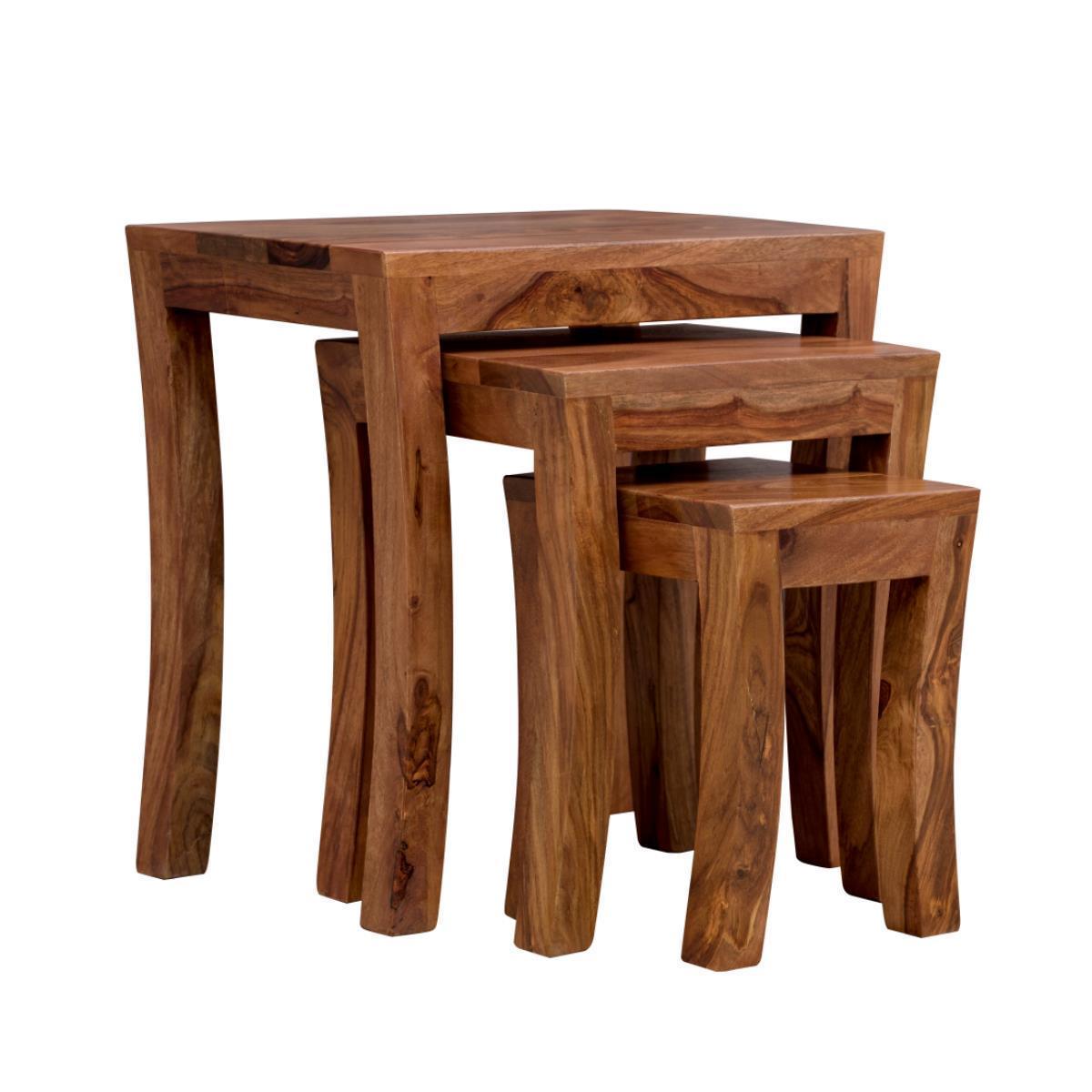 Dudi Furniture Mehran Sheesham Wood Set of 3 Nesting Tables
