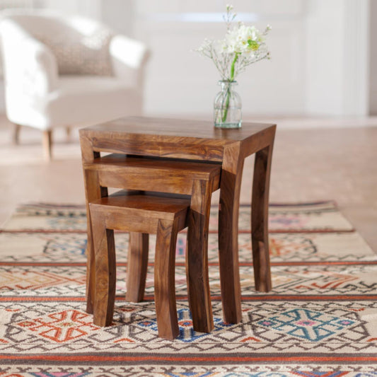 Dudi Furniture Mehran Sheesham Wood Set of 3 Nesting Tables