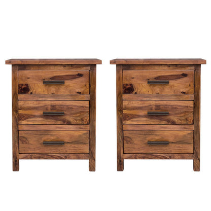 Dudi Furniture Mehran Sheesham Wood Bedside Table with Drawers