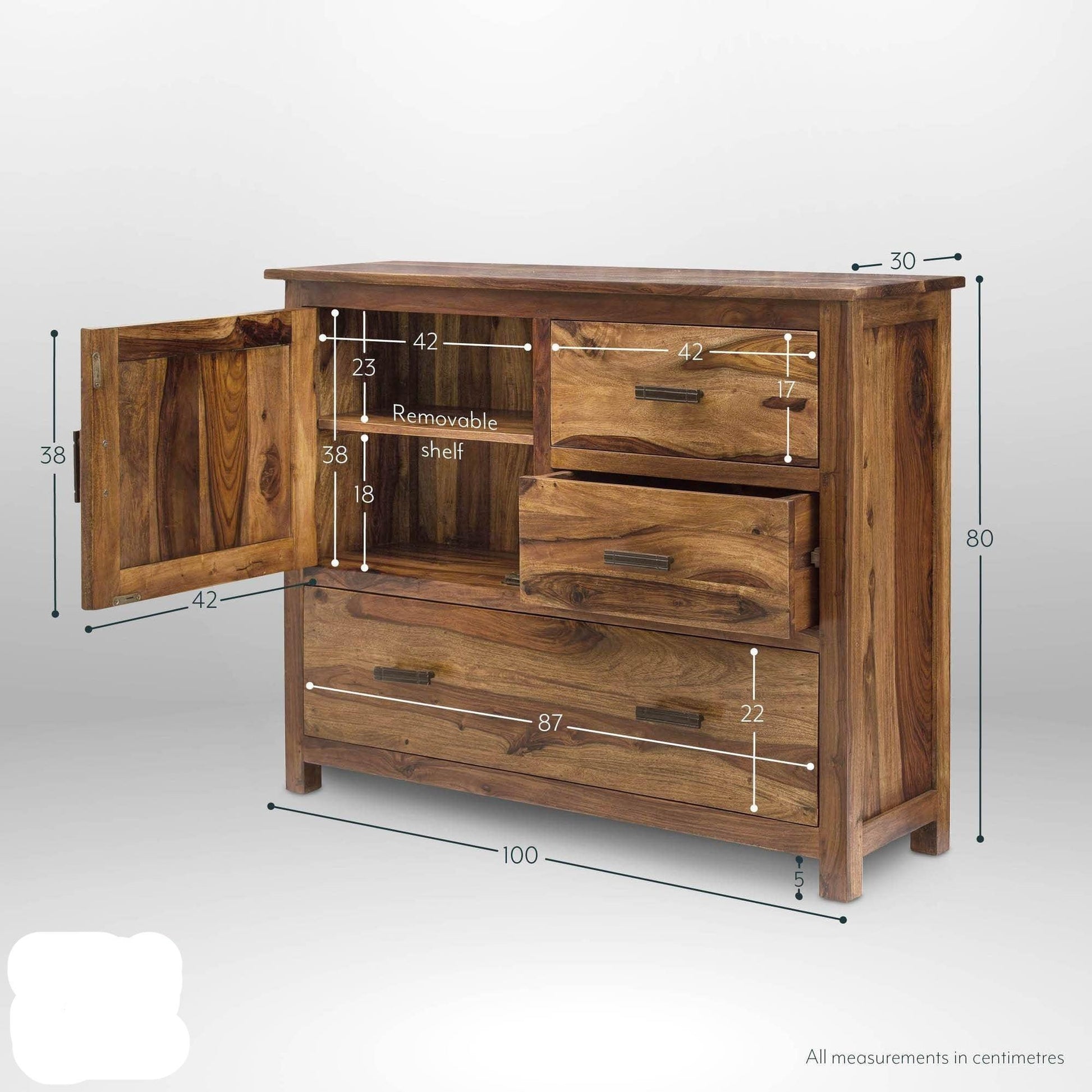 Dudi Furniture Mehran Sheesham Wood Sideboard