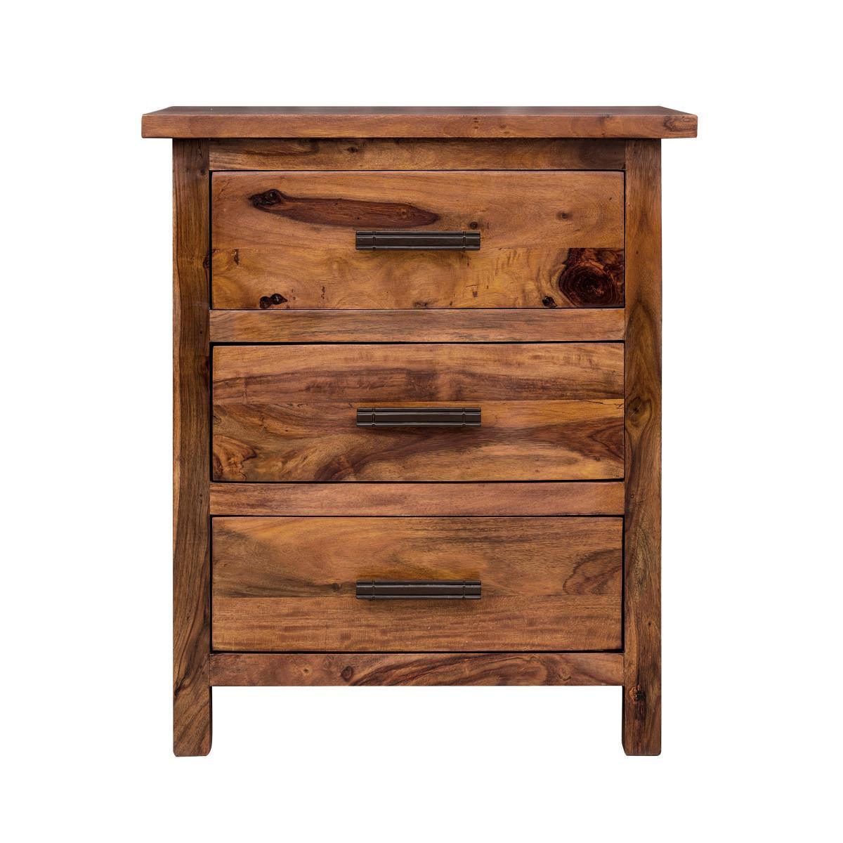 Dudi Furniture Mehran Sheesham Wood Bedside Table with Drawers