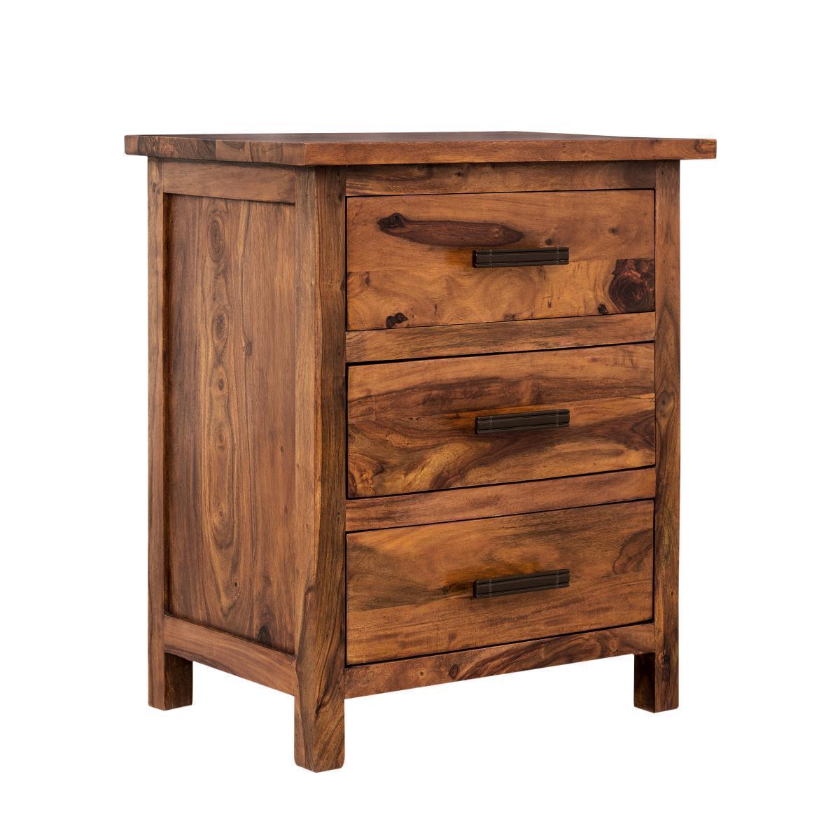 Dudi Furniture Mehran Sheesham Wood Bedside Table with Drawers