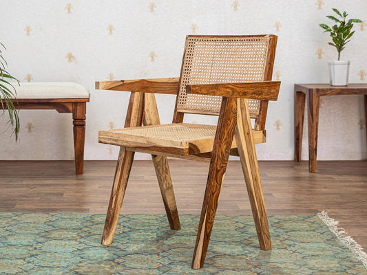 Dudi Furniture Nature Wooden Cane Armchair