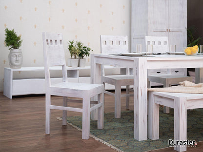 Dudi Furniture Novo Premium Acacia White Dining Set with Chairs (4, 6