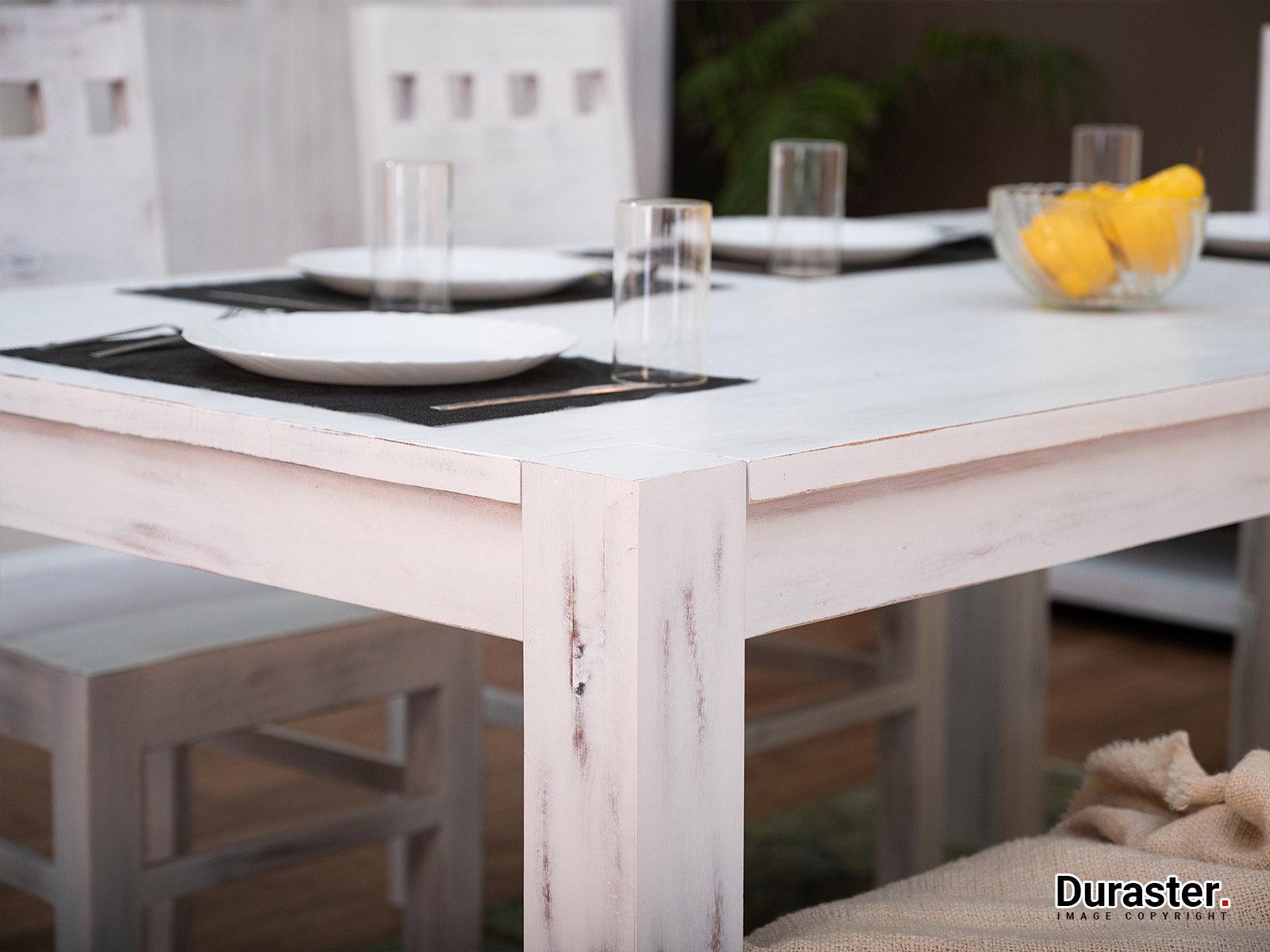Dudi Furniture Novo Premium Acacia White Dining Set with Chairs (4, 6
