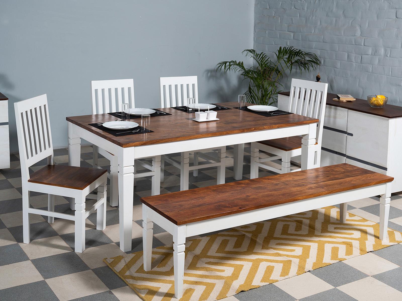 Dudi Furniture Novo Premium Solid Acacia wood Dining Set with Chairs