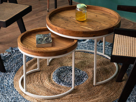 Dudi Furniture Novo Premium Solid Acacia wood Nested Side / Coffee